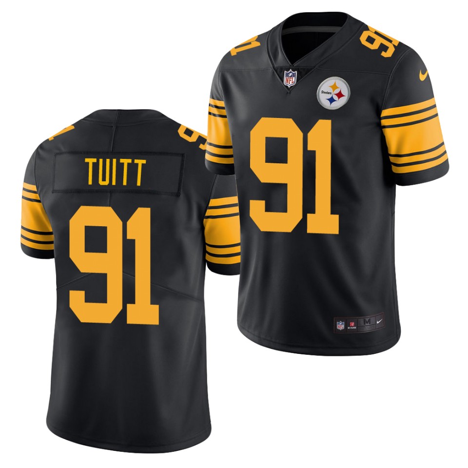Men's Pittsburgh Steelers #91 Stephon Tuitt Black Color Rush Limited Stitched Jersey